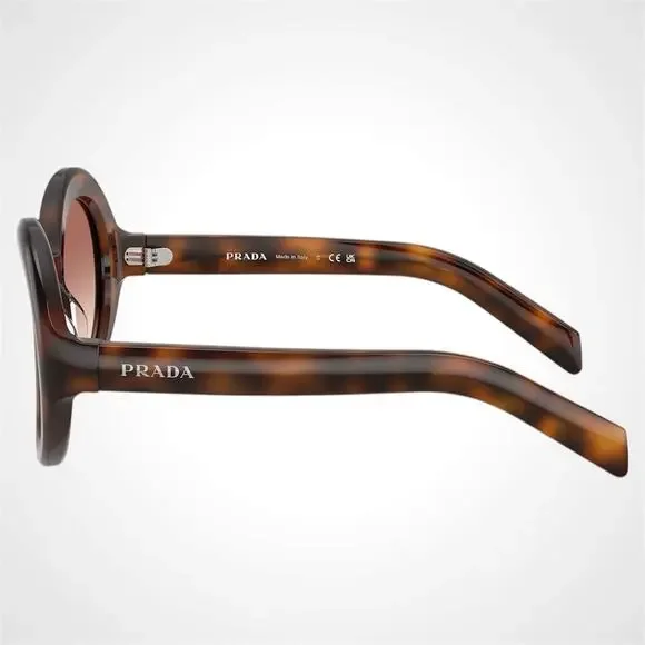 New PRADA Sunglasses Brown Juniper Tortoise Women's Round 53mm - Picture 3 of 6